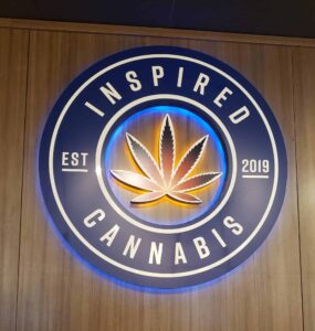 inspired cannabis lobby sign