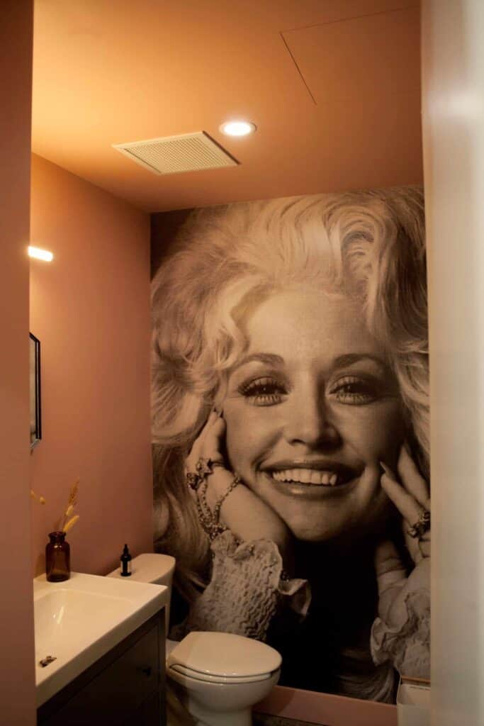 Wall mural on bathroom