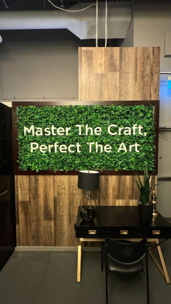 Dimensional letters sign on moss backer