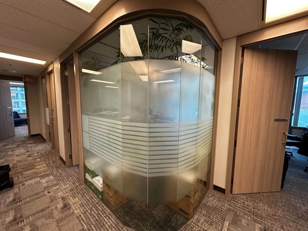 Frosted vinyl for office privacy